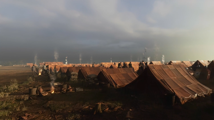 Filmstill aus dem VR-Film zum römischen Feldlager Haltern: Eine Zeltlandschaft