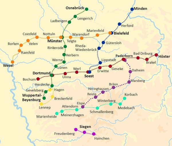 Pilgerweg-Karte Westfalen